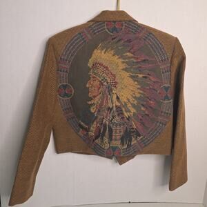 Vintage WRAPS Indian embroidered jacket Large Native American Chief Western